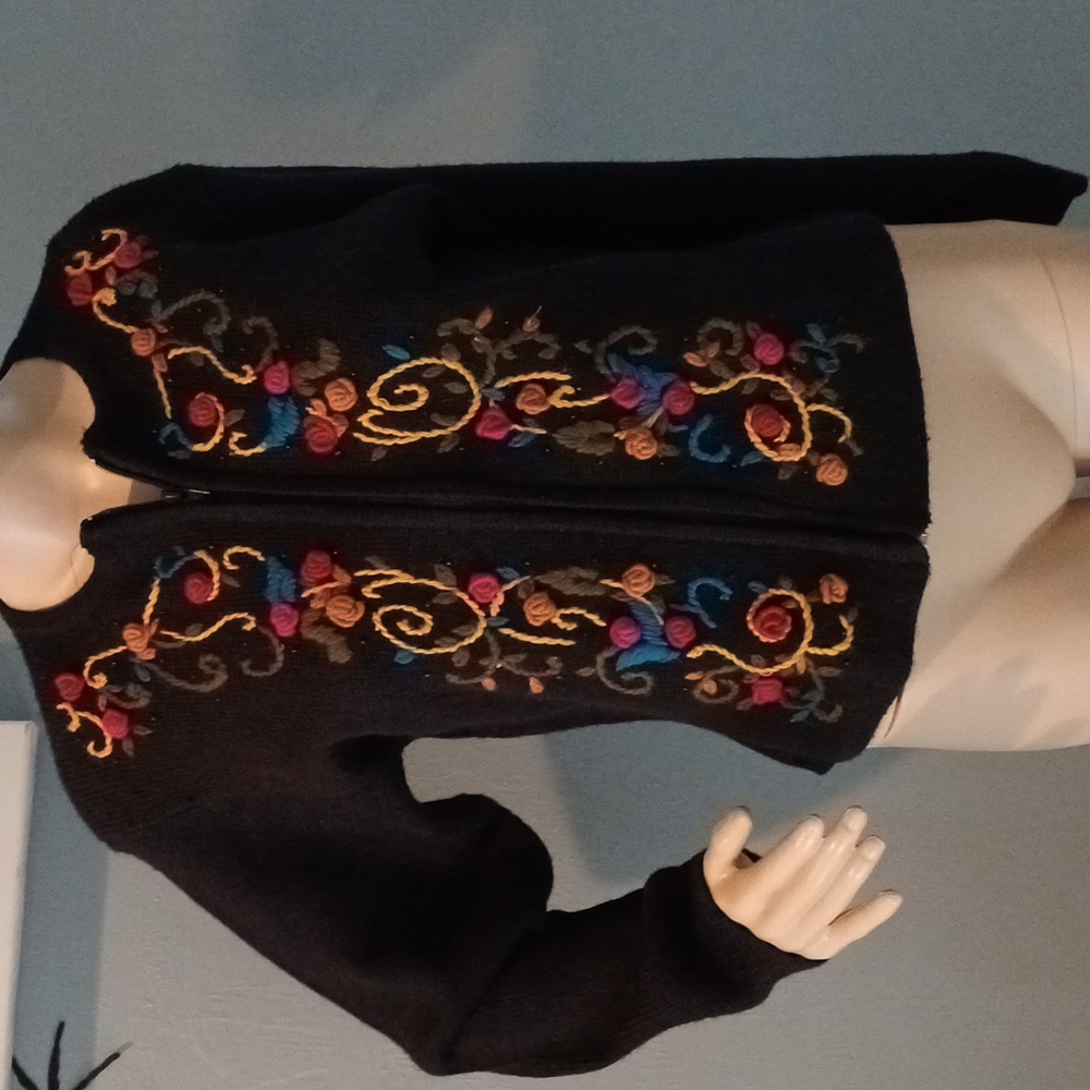 🔥🔥🔥KITTY HAWK by Vivian Wang vintage embroidered cardigan sweater M